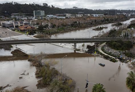 San Diego River flooding in Mission Valley
