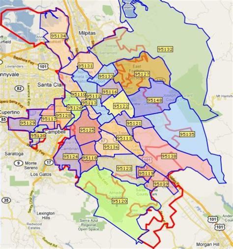 San Jose Zip Code Map Free United States Map