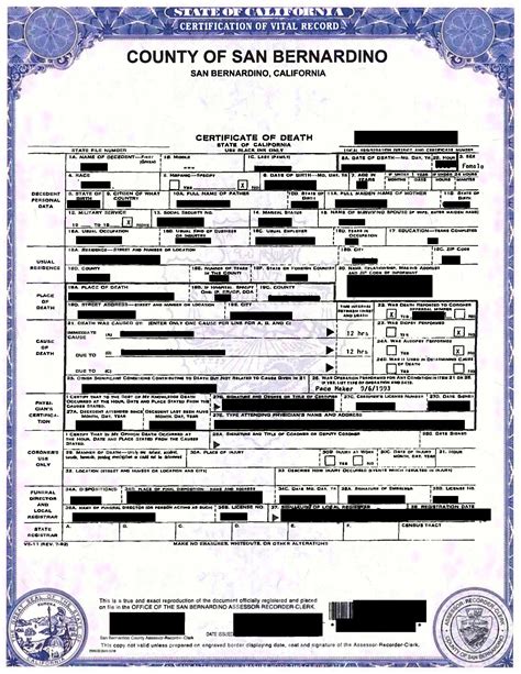 San bernardino county death certificate. San Bernardino County Health Department and Locally Registrar a Births and Dealings. Once the coroners completes their investigation, they will question ampere destruction certificate with the official cause of death. However, you bequeath not be can until acquire a copy the the decease certificate from the coroner's office. 
