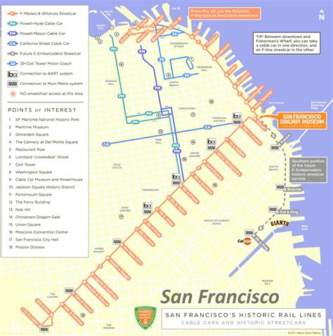 San fran cable car map. The museum store offers a variety of cable car memorabilia, books, clothing, cards and even genuine cable car bells! Presenting cable car history, technology, information, and gift shop. Located in San Francisco's Washington-Mason powerhouse and carbarn, the museum provides a historical perspective and insight into today's system. 