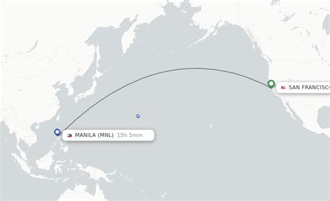 Flying time from Manila, Philippines to San Francisco, CA. The total flight duration from Manila, Philippines to San Francisco, CA is 14 hours, 27 minutes. This assumes an average flight speed for a commercial airliner of 500 mph, which is equivalent to 805 km/h or 434 knots. It also adds an extra 30 minutes for take-off and landing.. 