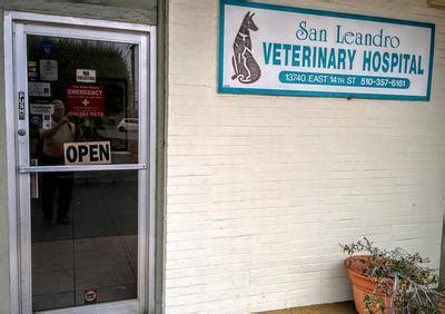 Pet Emergencies. Pet emergency care during office hours, plus find after-hours emergency pet care in San Leandro. Find exceptional veterinary care for your cat, dog in San Leandro. Discover our veterinary services including exams, vaccinations, spay, neuter, boarding and more. . 