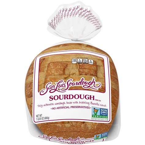 San luis sourdough bread. Baked with simple ingredients, no preservatives, and being non-GMO Project Verified, San Luis Sourdough Bread delivers great tasting, authentic California sourdough. 
