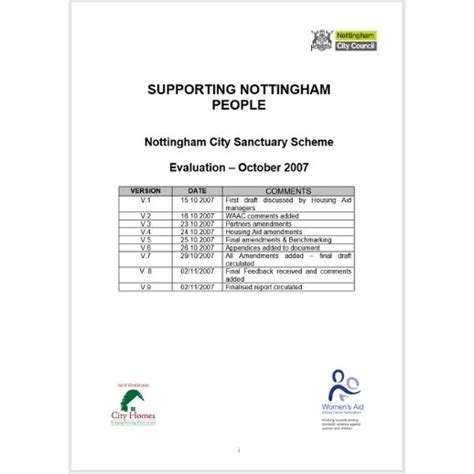 Sanctuary Scheme Nottingham: Evaluation Equation