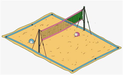 Sand Volleyball Court Clipart - Beach Volleyball Court Drawing