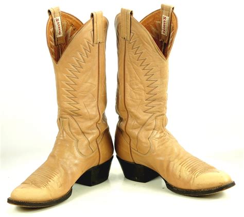 Sanders Golden Tan Leather Western Cowboy Boots …