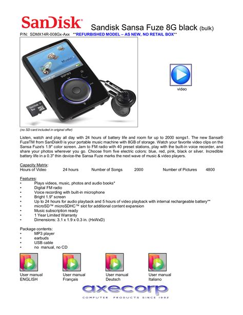Sandisk sansa fuze 4gb mp3 player manual. - The wolfhound guide to the river gods wolfhound guides.