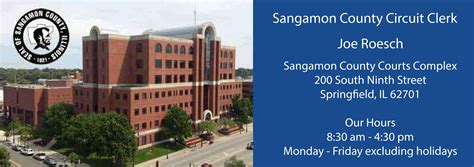 Sangamon county records. f: (217) 535-3143. Email. assessments@sangamonil.gov. Hours. 8:30AM - 5:00PM CST. Monday - Friday. The Supervisor of Assessments maintains records of ownership, tax bill address, legal description, sales data, and assessment values for all the parcels of land in Sangamon County. 