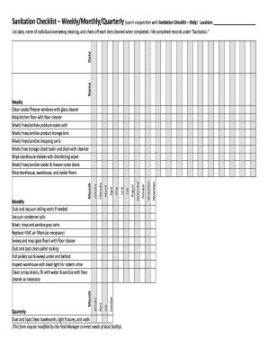 Sanitation Checklist Daily (use in conjunction with Weekly/Month…