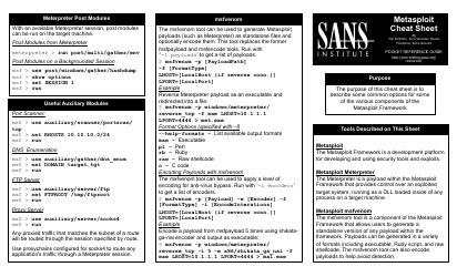 Sans powershell cheat sheet.  The PowerShell Cheat Sheet Version 4 by the SANS Institute i...