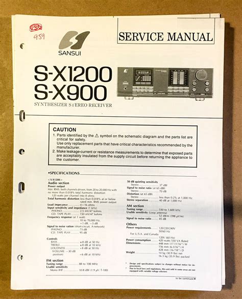 Sansui s x900 s x1200 manuale di servizio. - The essential gaar manual by william i innes.