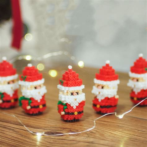 Santa Claus Perler Bead Patterns 3D handmade Tutorial Instant Etsy