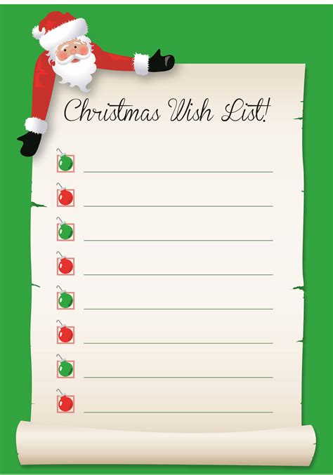 Santa Claus Wish List Template