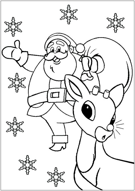 Santa Claus and Reindeer Coloring Pages CHRISTMAS Pinterest Santa