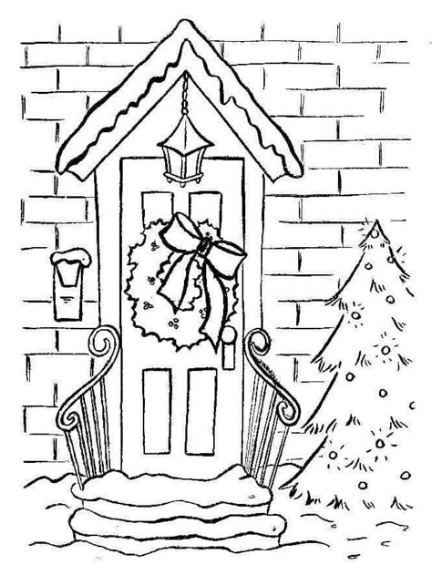 Santa Coloring Pages Colouring Pages Adult Coloring Pages Front Door