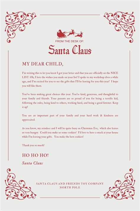 Santa Note Template