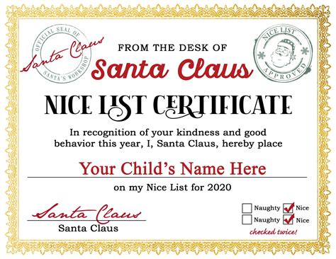 Santa Official Nice List Certificate- FREE Printable Kit!