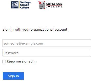 Enter the college issued 'home' email address and the Microsoft 365 password, then click the "Sign In" button. User ID: Use your SAC or SCC student Email address as the User ID. Student Email addresses are the Web Advisor ID @student.sac.edu or @student.sccollege.edu (e.g. jd12345@student.sac.edu or jd12345@student.sccollege.edu ).. 