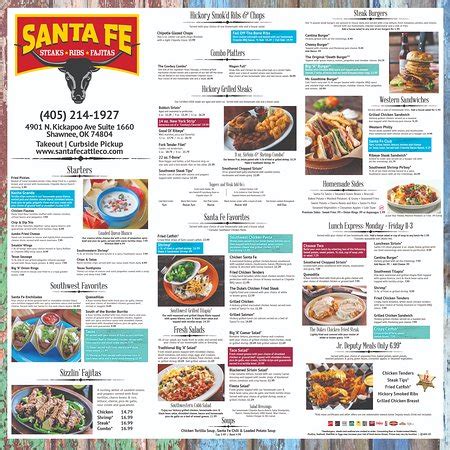 Santa fe cattle company shawnee menu. HOME | ABOUT SFCC | GRAPHIC REQUEST | FILE SHARE FRANCHISE INFOMATION . DBMC Restaurants, LLC Santa Fe Cattle Company (225) 615-7191 office | (225) 757-9769 fax View Our Private Policy ©2021 Santa Fe Cattle Co. 