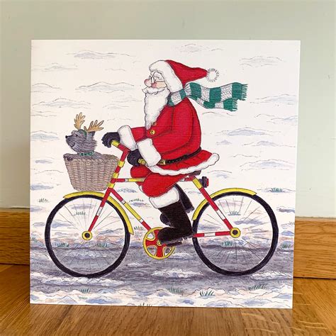 Santa on bicycle Etsy