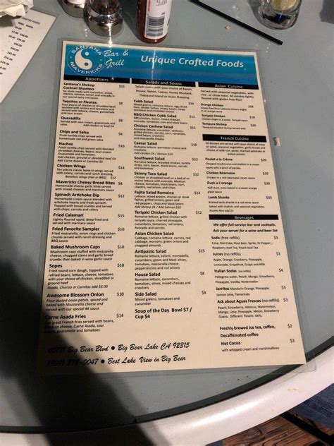 Santana mavericks bar n grill big bear lake menu. Read user reviews and recommendations for Santana Mavericks Bar N Grill at 40771 Big Bear Blvd, Big Bear Lake, CA 92315, Big Bear Lake, California United States or add … 