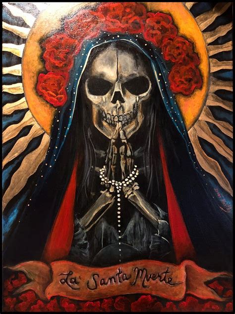 Santa Muerte with Rose Tattoos. The inclusion of ro