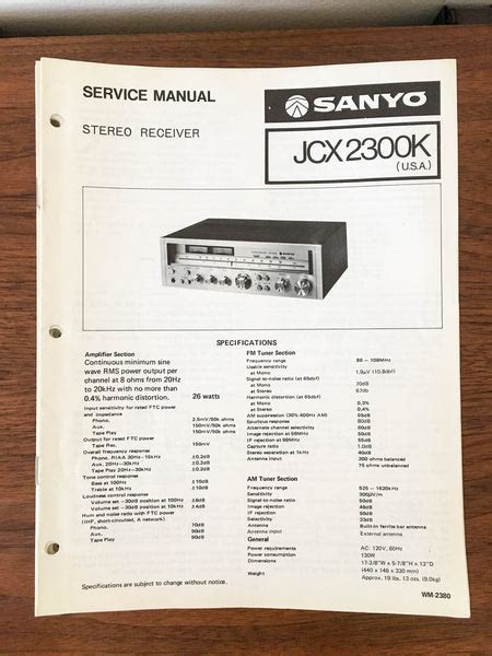 Sanyo jcx 2300k stereo receiver repair manual. - Aan- en verkoopstructuur van mestbiggen af-boerderij in 1973.