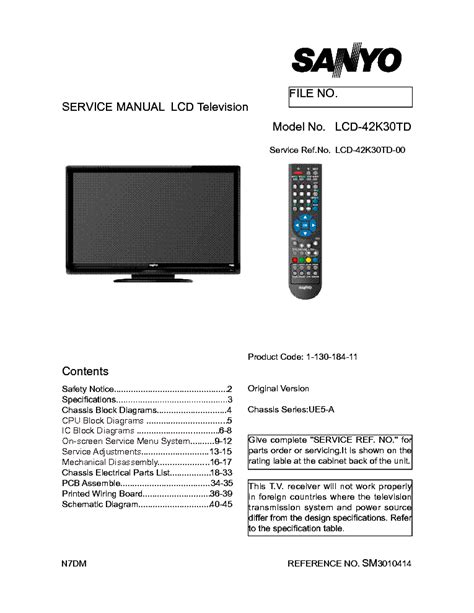 Sanyo lcd 42k30td lcd tv service manual. - Jcb 3 series parts manual download.