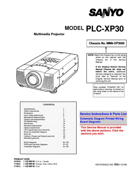 Sanyo plc xp30 multimedia projector service manual. - The household guide and instructor with biographies by.