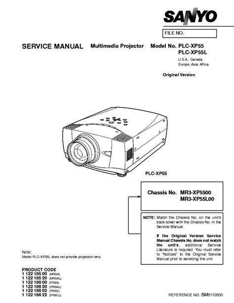 Sanyo plc xp55 plc xp55l multimedia projector service manual. - Manuale di manutenzione skid steer bobcat.
