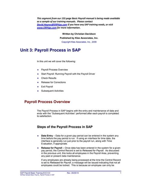 Sap Payroll Training Manual