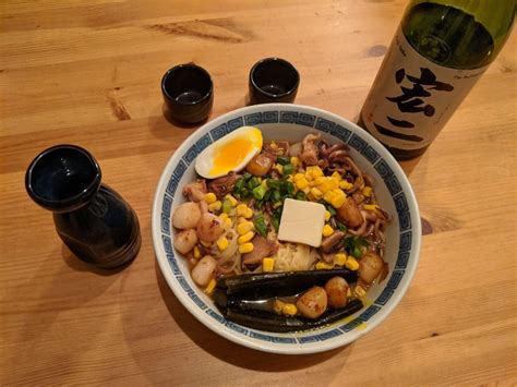 Sapporo Miso Seafood Ramen (Squid and Scallops)