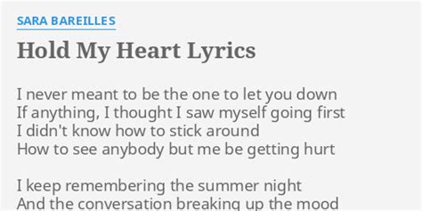 Sara Bareilles - Hold My Heart Lyrics Lyrics.com