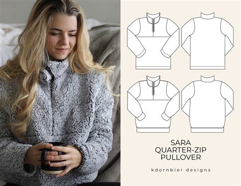 Sara Quarterzip Pullover PDF Sewing Pattern and Tutorial, Sizes 024