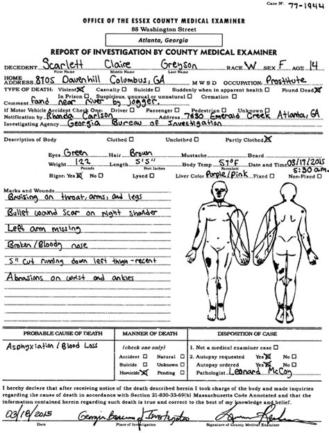 Review the autopsy report of Junior Seau, NFL All-Pro linebacker who played for the San Diego Chargers, Miami Dolphins, and New England Patriots. On May 2, 2012, Seau was found dead after committing suicide. The autopsy report lists the official cause of death "suicide due to a penetrating gunshot wound to the chest."
