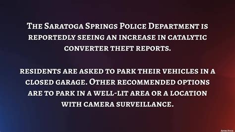 Saratoga Springs Police warn of uptick in catalytic converter thefts