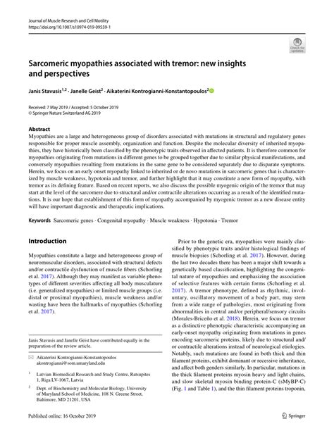 Sarcomeric myopathies associated with tremor: new insights and ...