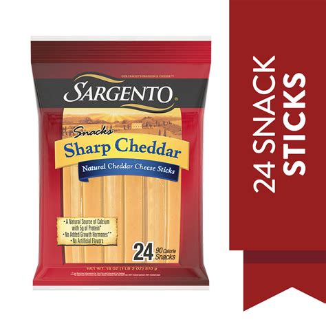 Sargento. Aug 14, 2020 · 6g. Carbs. 1g. Protein. 7g. There are 90 calories in 1 stick (28 g) of Sargento String Cheese. Calorie breakdown: 63% fat, 5% carbs, 33% protein. 