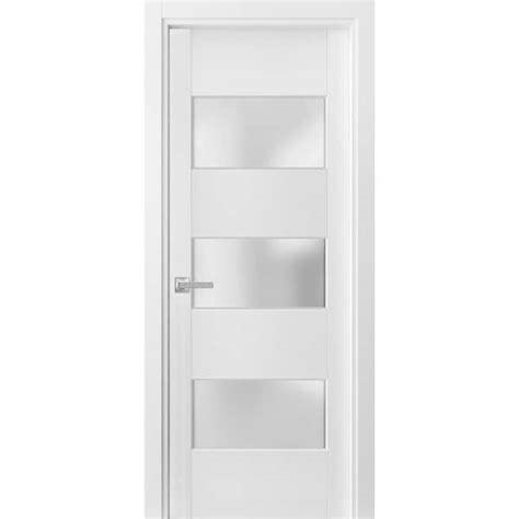 Description Best choice for bedroom, bathroom, or closet - warm look and bright colors, high-quality materials, and soft opening.t the door is made of solid pine wood. The thickness of the glass - is 1/4", frosted opaque glass. and The thickness of the door - is 1 3/5". The door is not pre-drilled for the hardware. . 