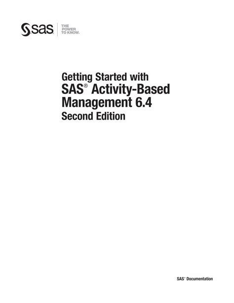 Sas Activity Based Management 6 4 Users Guideactivity Based Models For Cost Management Systems