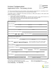 Saskatchewan Canada Victims Compensation Application Form Secondary