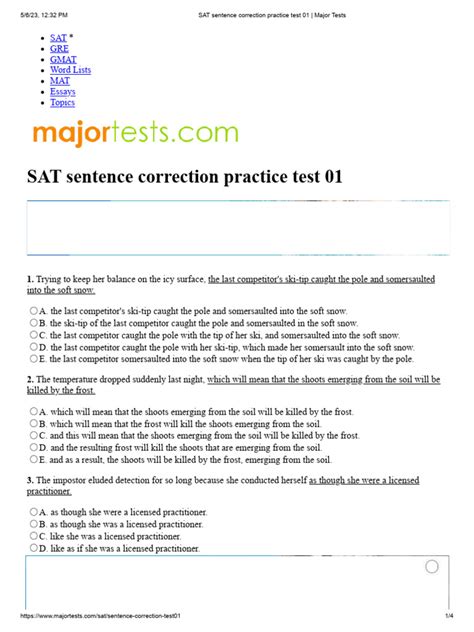 Sat Sentence Correction Practice