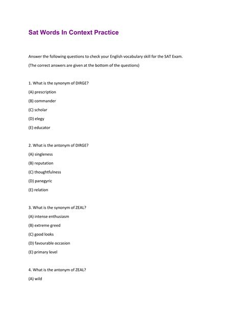 Sat vocabulary in context practice pdf.  This article delves into the ...