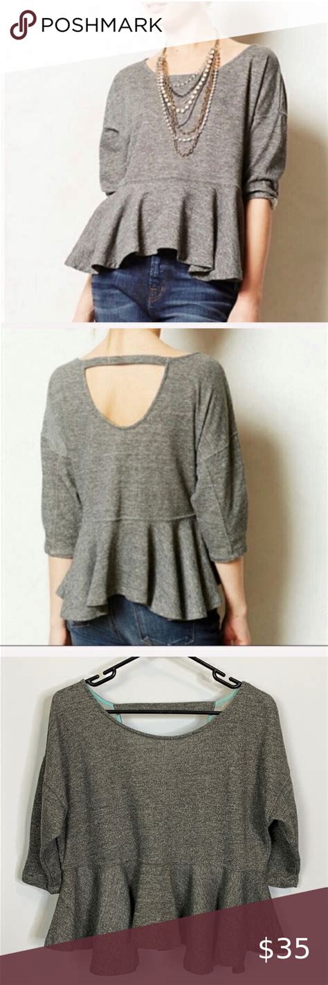 Saturday Sunday Anthropologie Peplum Top In Marled Gray Size Small Knit ...