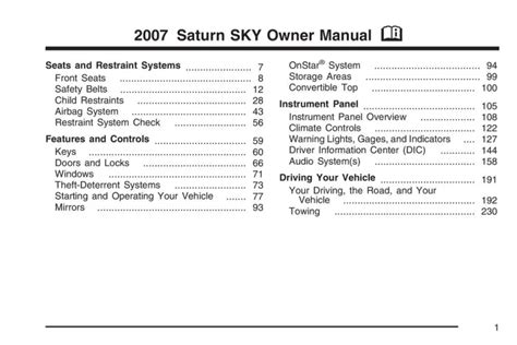 Saturn sky owners manual 2007 2009. - La patrie, l'europe et le monde.