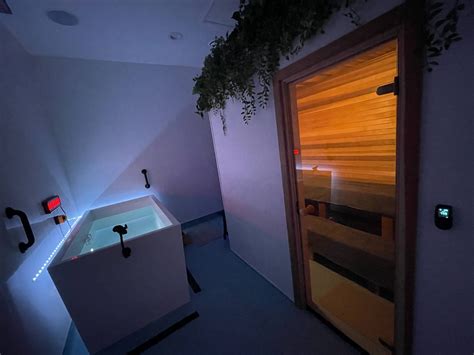 Sauna and cold plunge near me. The cold plunge is a large tub measuring 37” wide x 68” long filled with water chilled at 49°. The plunge has constant filtration so that the water is constantly being filtered and chilled. The system uses UV, ozone, and … 