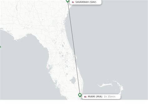 Trains from Savannah, GA to Miami, FL cover the 438 mile