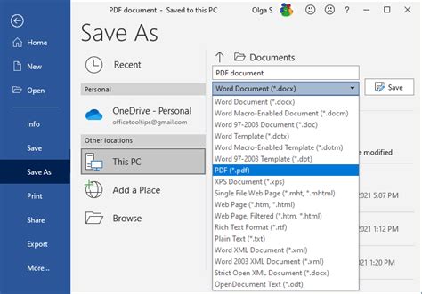 Save MS Office new