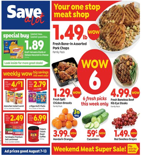 Without a doubt, by simply checking this weeks’ Save A Lot sales ad for October 2023, you will find lots of amazing deals on high-quality products, ranging from frozen foods, wine, beer, meat, personal care items, and many other groceries that would make you thrilled. The latest Save A Lot weekly ad would last for 10/11/2023 - 10/17/2023, and .... 
