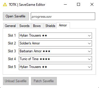 Save editor totk. BOTW And TOTK Save Editor; BOTW And TOTK Save Editor. Endorsements. 29. Unique DLs-- Total DLs-- Total views-- Version. 0.9. Download: Manual; 0 of 0 File information. Last updated 17 June 2023 10:59PM. Original upload 17 June 2023 10:46PM. Created by Exiblade7 . Uploaded by Exiblade7. Virus scan. Safe to use . Tags for this mod. Tag this mod ... 